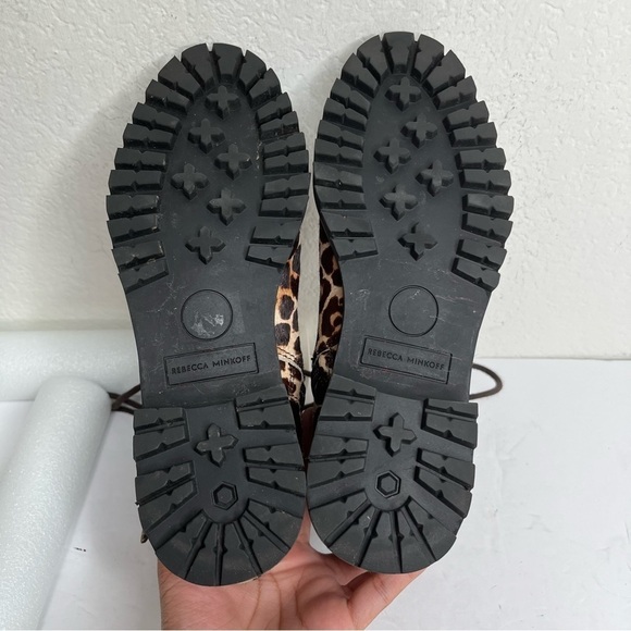 Rebecca Minkoff Jaden Leopard Print Cow Fur Buckle Boots Sz 7.5 Mobwife Boho - Picture 8 of 10